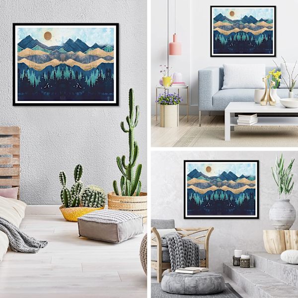 （Solopgang over bjergene） 30x40 cm Diamantmaleri Landskab Ki