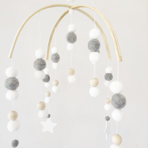 Neutral Baby Crib Mobile Nursery Cot Mobile, Handgjord Träpärla