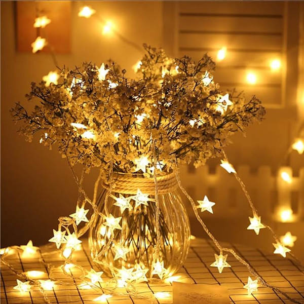 Twinkle Star 3m 20 LED stjärnformade ljusslingor, Plug in Fairy String Lights Vattentät, Utökningsbar för inomhus, utomhus, bröllopsfest, julgran, nyår, trädgårdsdekoration, varmvit