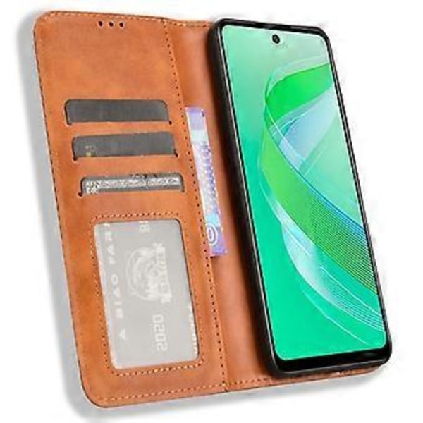 Infinix Smart 8 4G X6525 / Smart 8 HD 4G Retro PU-nahkainen puhelinkotelo lompakkotelineellä Style B