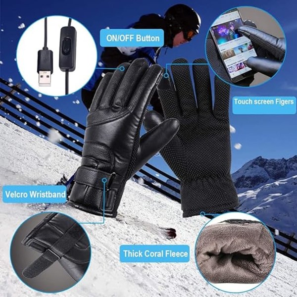 Electric Heated Gloves with Touch Screen 10000MAh Rechargeable He