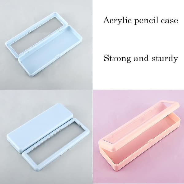 2 st Klar Plast Pennfodral Låda Med Lock, Akryl Plast Skrivmaterial...