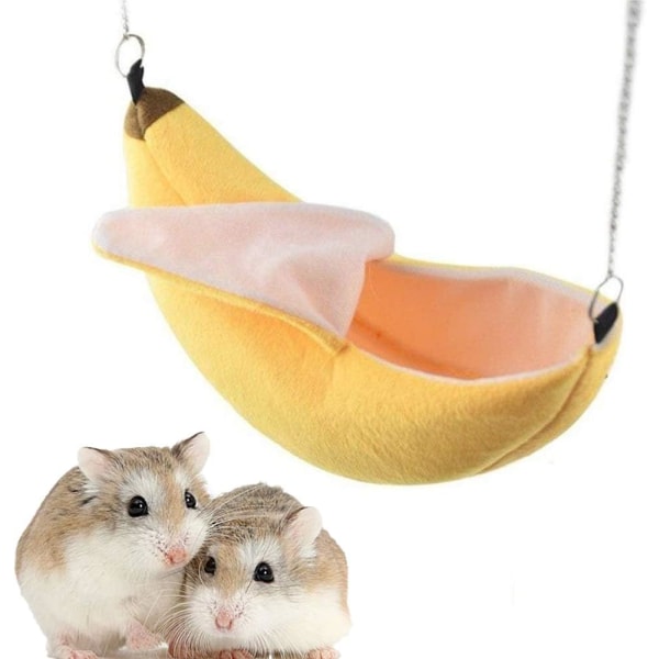 Bananformad hängmatta för hamster, mjuk säng för husdjur, hängande hus för marsvin, bur, bo, grå, katt, igelkott, mus, djur