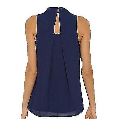 Topp moderne chiffon ermeløs skjorte bluser.S. S