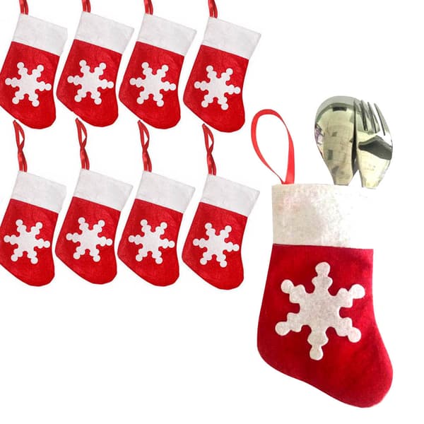 Snöflinga Mönster Filt Mini Julstrumpor, 24-pack, Julgransprydnader