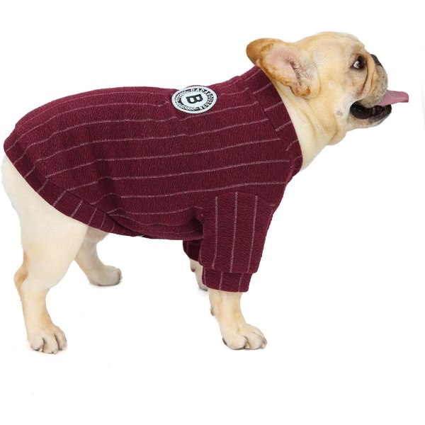 Pet Clothes Cotton Striped Bulldog Baseball Sweater, egnet til