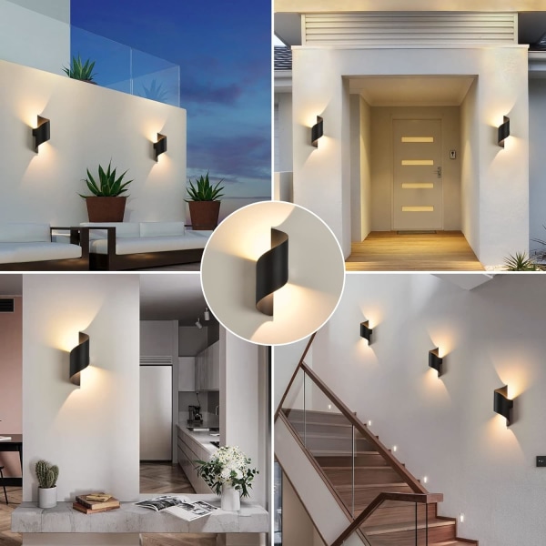 Vägglampa för inomhus/utomhusbruk, 10 W 3000 K varmvit lampa, modern upp- och nedåtriktad