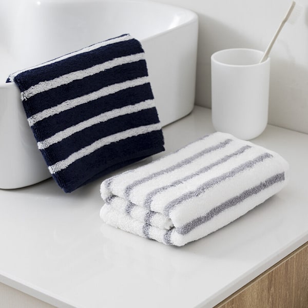 Marinblå Randig Strandhandduk - 1-pack