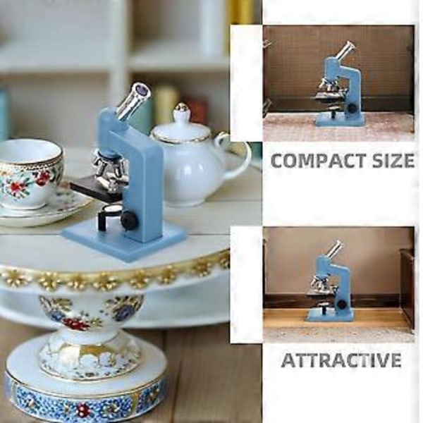 2 st Miniatyr Mikroskop Plast Dockskåp Mini Laboratorieverktyg för Dockskåp Vetenskap Scen DIY Dockhus Kit för 1 : 12 Skala Dockskåp Blå
