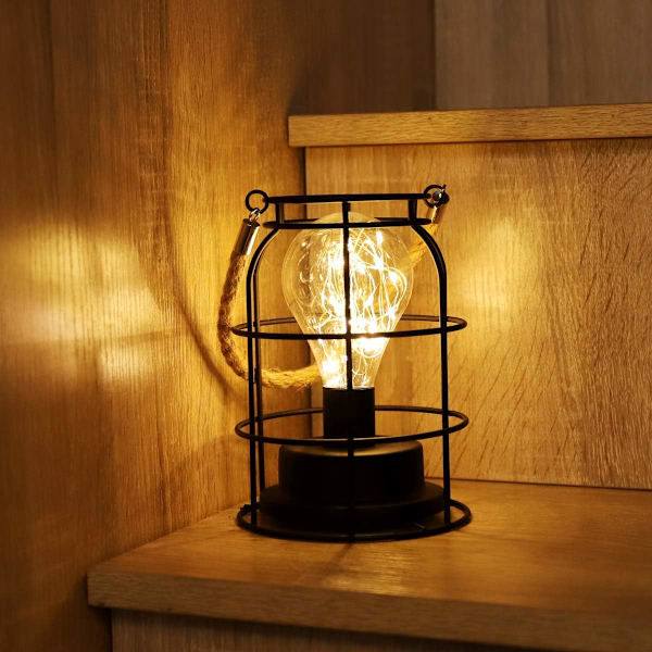 Koppartråds LED-lykta, USB- eller batteridriven säng- eller handlampa