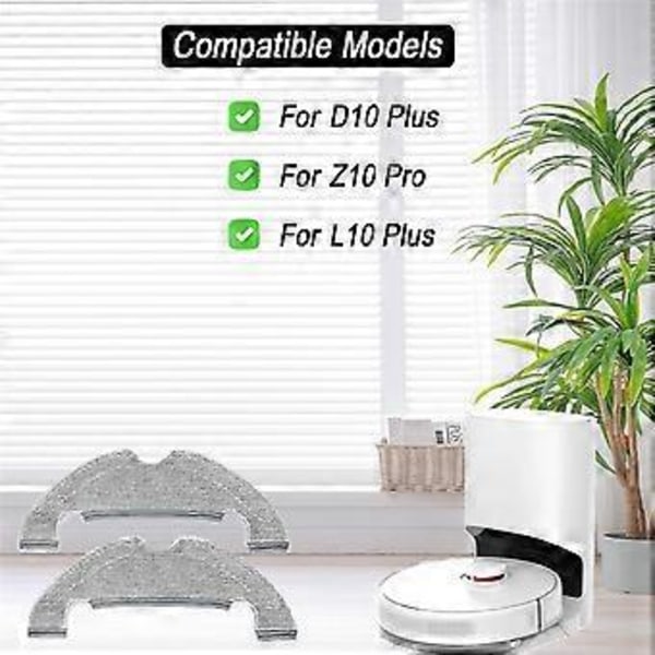 Moppepude til Dreame D10 Plus, Z10 Pro, L10 Plus Robotstøvsuger Vaskbar og Genanvendelig Mikrofiber