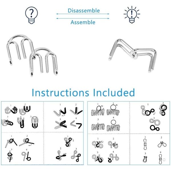 8 st/set Metall Hjärngympa IQ Hjärngympa Pussel Ringar Separa