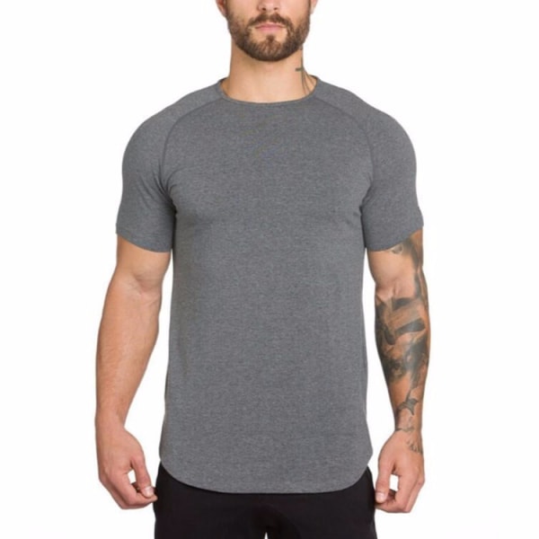 Fitness för män Trendiga Slim Fit T-shirts Long Drop Fit Fitne