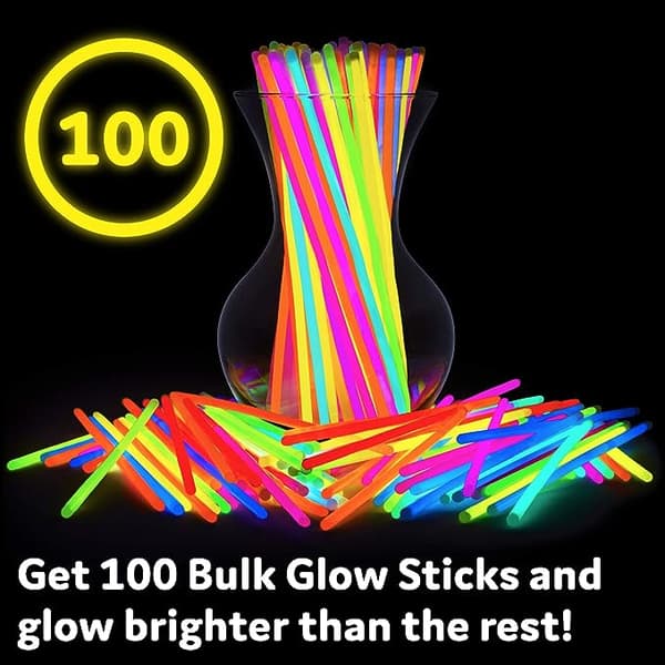 100 stk. partytilbehør – 8\" lysende glowsticks