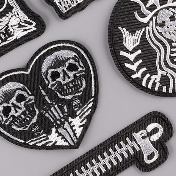 Broderi Stryge-på Mærke, (Kranie/Punk) 16 stk. Mærke Sticker, Vint