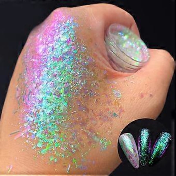 Neglelitter Reflekterende Flak Glimmer Reflekterende Fargerike Paljetter Neglelakk Manikyr Neglekunst Dekorasjoner for Kvinner 05 5