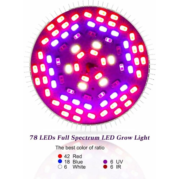 50W 78LED kasvilamppu E27 7 aallonpituudella AC