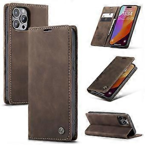 CASEME 013 Serie Til iPhone 16 Pro Max Etui Kortholder Stativ Læder Telefon Cover Style B