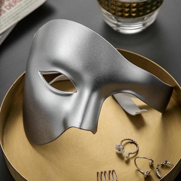 Halloween Karneval Enögd Halvmask Fantommask Antik Opera Fantom Maskerad Mask Nattklubbsmask. Svart. Black