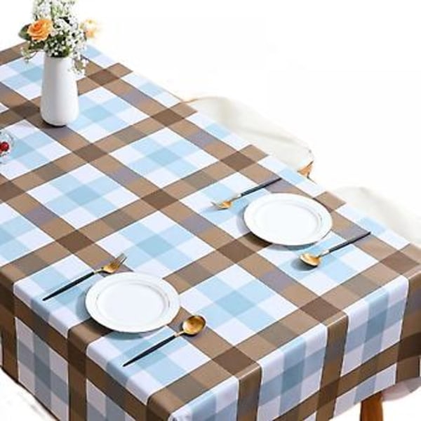 Bordduk, rutete bordduk rektangulær lin Stain Resistant vaskbar Gingham duk for utendørs piknik, kjøkken og julemiddag, jul D