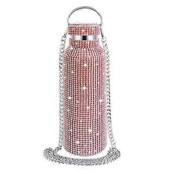 Diamant Vandflaske Bling Rhinestone Rustfrit Stål Termoflaske Pink
