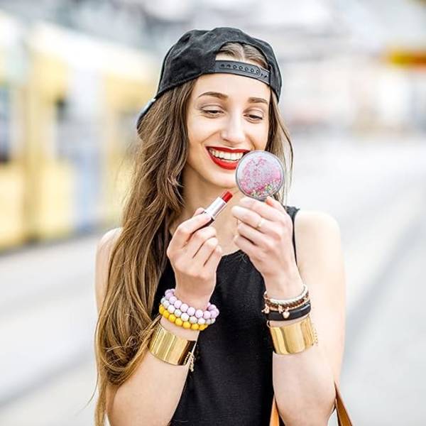 1 stk. lommespejl, mini makeupspejle, håndtaskespejl, lille lommespejl, perfekt til rejsemakeup (rund)