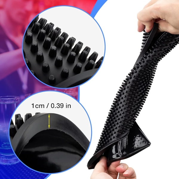 (Musta) 2 kpl Baarimatto PVC-kumimatto Lasinalunen Paksu Viemäri Rec