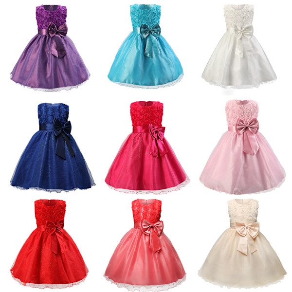 Pigernes Blonde Tulle Blomster Prinsesse Brudekjole til Småbørn og B