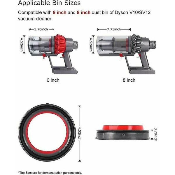 För Dyson V10 Sv12 dammsugare - Dammbehållare övre fast tätningsring