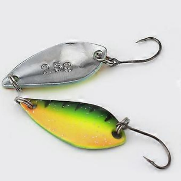 10 st Sked Metall Hårda Spinnare Beten Fiskedrag Spinnare Simbeten Färgglada Paljetter Drag Beten Enkelkrok Fiskekrokar Set 2.5g