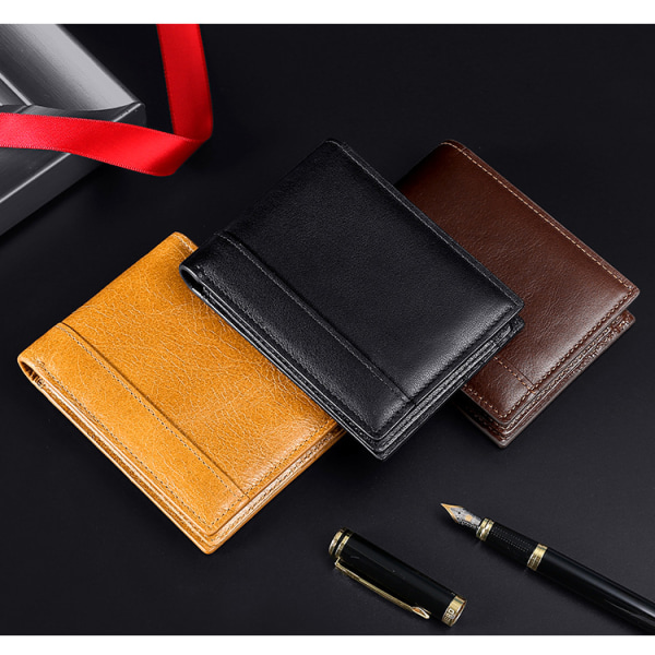 Brun Färg Herr Plånbok Läder Bifold 11cm L x 1.5cm B x 8