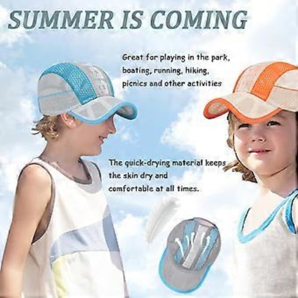 Basebollkeps för barn, meshkeps, justerbar trucker-keps, ventilerande anti-UV sommarsolhatt med skärm, blå beige beige