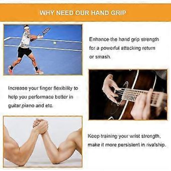 Håndgrepstrener Sklisikker Tung Griper, Finger Håndledd & Underarm Trener, Arm Muskelbygger, Metallgrepstyrke (1STK, Hvit)