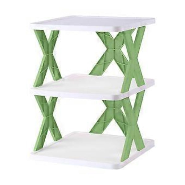 Skohylla Enkel Installation Fri DIY Kombination Stapelbar Utrymmesbesparande Ihålig Förvaring Perfekt Green Triple Layer