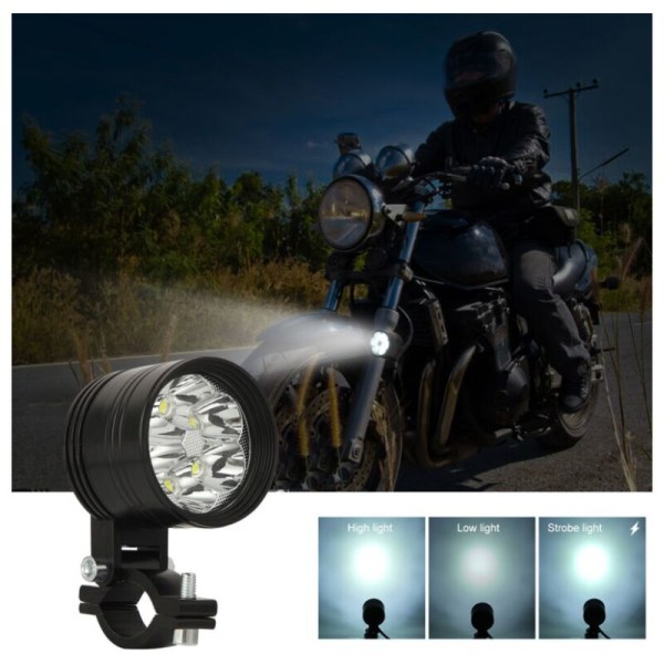 1 stk Super Lys Hvit Motorsykkel LED Projektor Frontlys Vanntett
