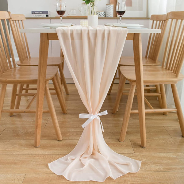 Champagne Chiffon Bordløber - 70cm x 3m - Bryllupsbordsdekoration