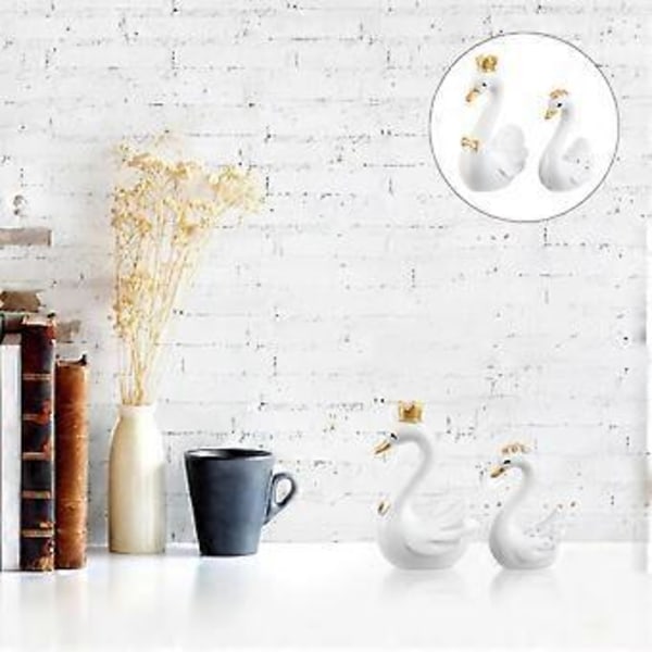 2 stk. Harpiks Svanedekoration Bryllup Svanekunst DIY Svane Ornament Bilpynt