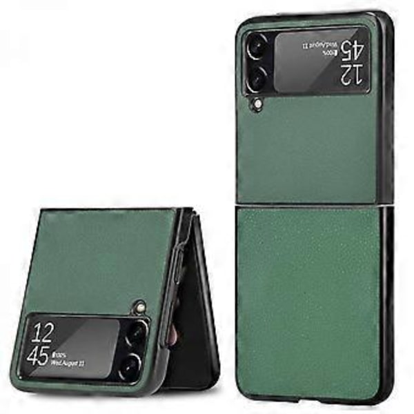 FOR Fodral för Samsung Galaxy Z Flip3 5G, Slimmad reptålig flipfodral i läder för Samsung Galaxy Z Flip3 5G, Grön