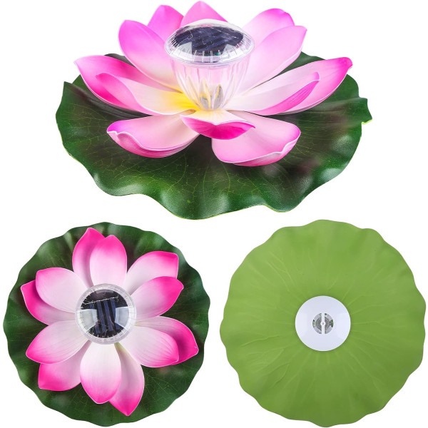 Solcellsdriven Dammlampa, Färgväxlande Flytande Lotusblomma