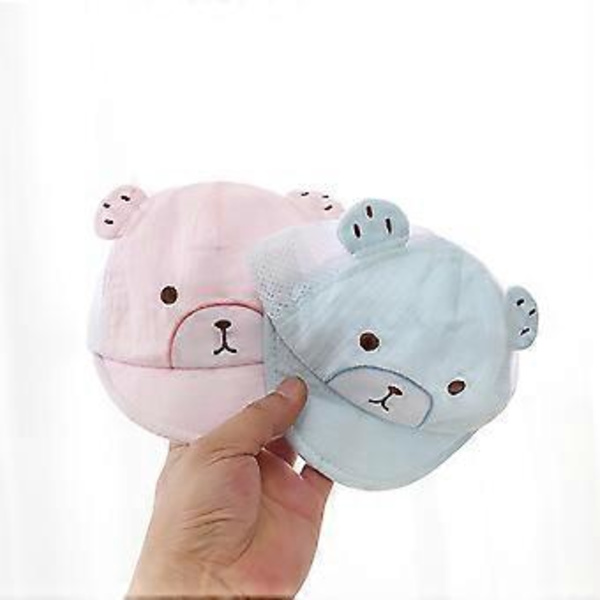Andningsbara Baby Baseballkepsar Sommar Mesh Ankunge Tunga Hatt Trendig Söt Björn Solhatt Vindtät för Pojkar Flickor Unisex Blå Blue