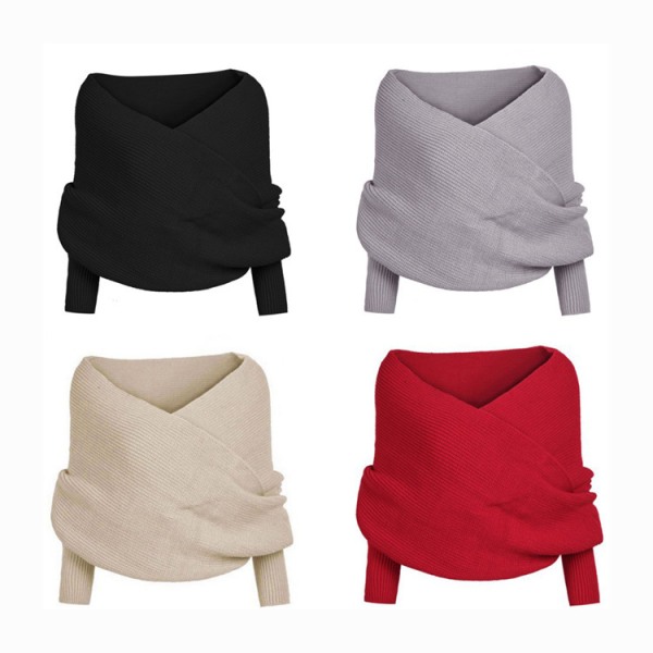 Vinfarvet, 235 ærmet snefnug sweater tørklæde, varmt efterår og vinter
