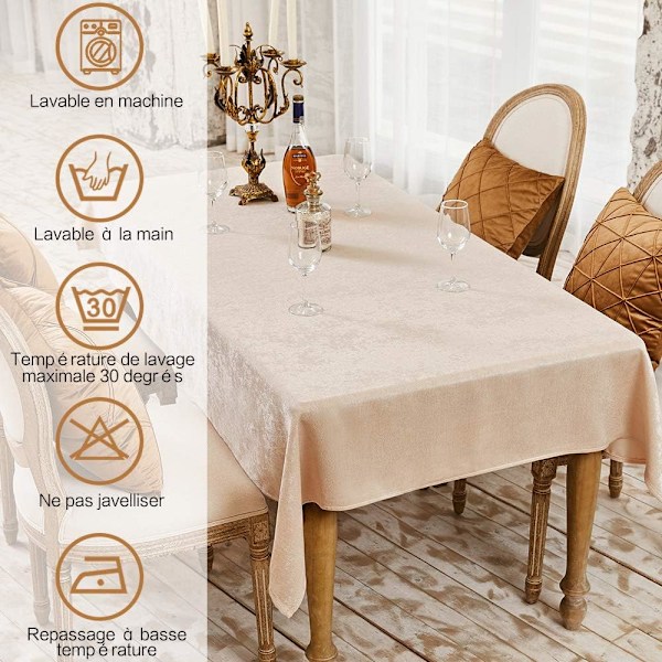 Duk til festbord, rektangulært lin-effekt bord