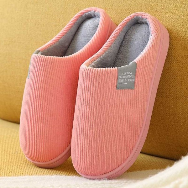 Pink Size 36-37, Winter Men's and Women's Home Slippers Soft Thic