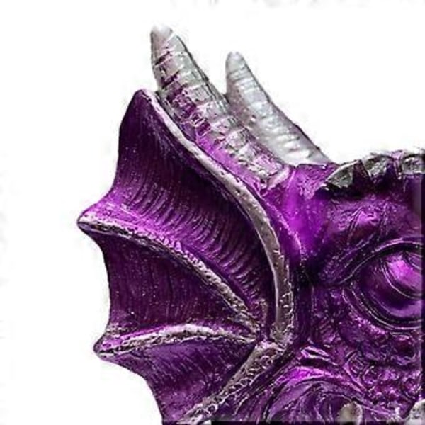 Dragehode Statue Krystallkule Stativ Skulptur Håndverk Dekor Feng Shui Kulebase for Hyller Nattbord Lettvekt (Lilla) Purple