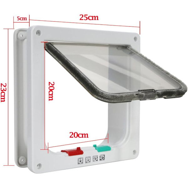 Kattelem Katte- og hundedør Sikker låsbar 4 positioner med tunnel（L)