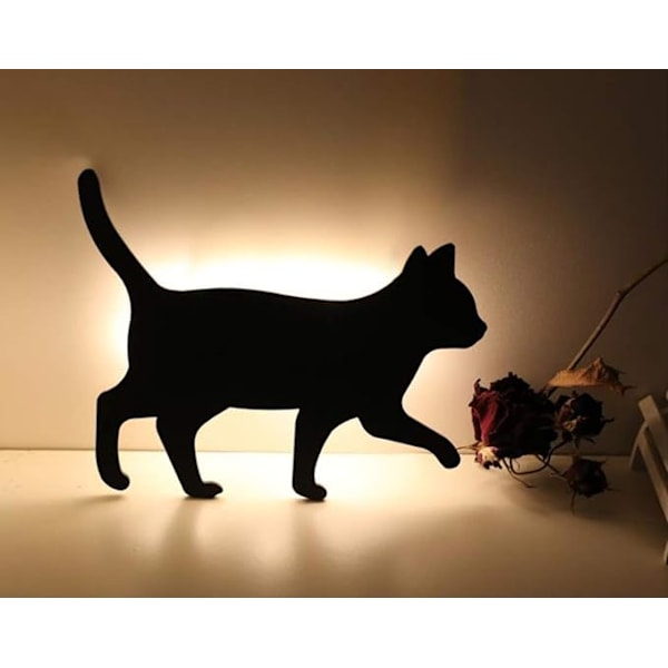 Kreativ söt svart katt silhuett lampa romantisk katt nattlampa I