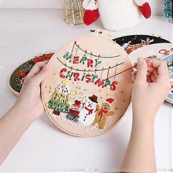 Jul Broderikit Handbroderi Hantverksset inklusive Trådar Båge Nålpoint Korsstygn Kit för Vuxna Julklapp() Christmas Tree