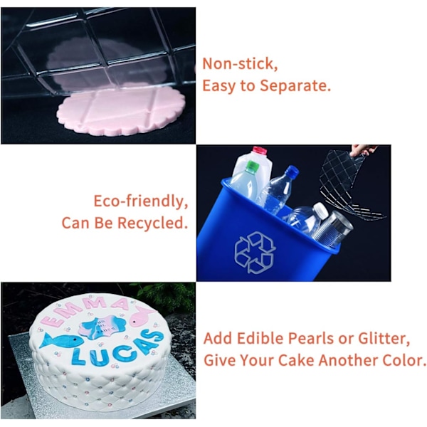 1 sarja 4 fondant-kuviointimattoa - 4 rullaa rottinkikuviointia