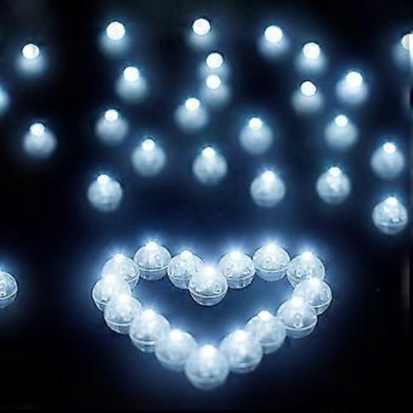 LED-Ilmapallot, Pyöreät LED-Ilmapallovalot, Kotiin Halloweeniin, Jouluun, Hääjuhliin, Syntymäpäiville, Juhliin, 100 KPL (Valkoinen)