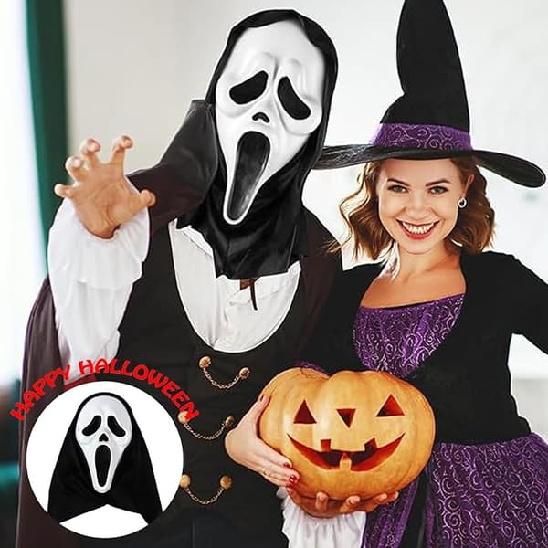 Halloween Scream Maske, Genanvendelig, Perfekt til Halloween Spøgelseshus og Gyser Rollespil